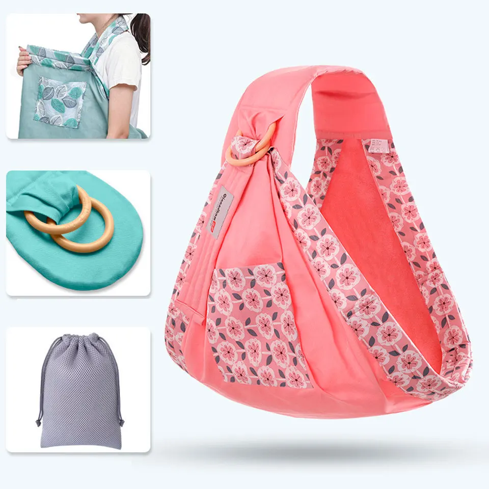 Flower Pink Детский костюм на лямках, эргономичный кенгуру Детская сумка Обёрточная бумага Перевозчик держатель Регулируемый рюкзак для Ремни для новорожденных защитные покрытия - Цвет: Flower Pink