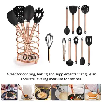 

11PCs Copper Plated Handle Silicone Kitchenware Nonstick Cooking Shovel Spoon Kitchen Tool Set Silicone Cooking Kitchen Utensils