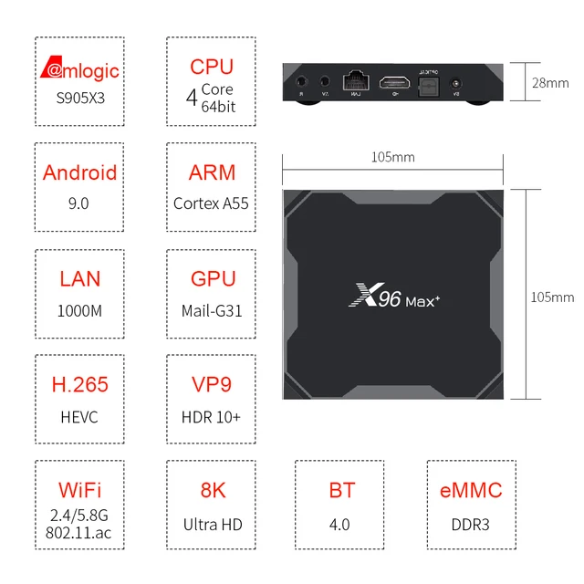 X96 Mx Plus S905X3 Smrt TV BOX Android 9.0 TV box 4GB 64GB 4K lettore multimedile Dul Wifi 4GB 32GB Set Top Box 2GB 16GB|Set-top Boxes|  -2
