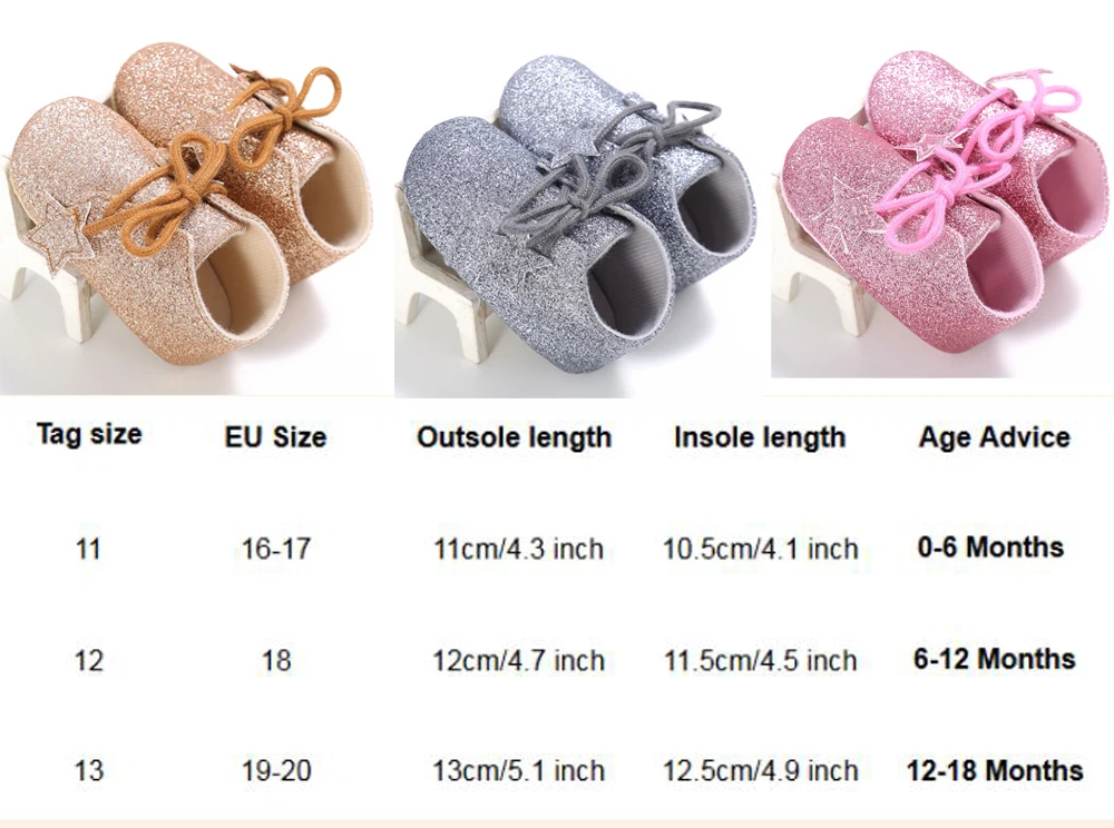 На возраст от 0 до 18 месяцев, одежда для малышей платье для девочки; Отделка: блестки, детская обувь, Новорожденные с пуховной внутренной частью, нескользящая Мягкая Детская подошва