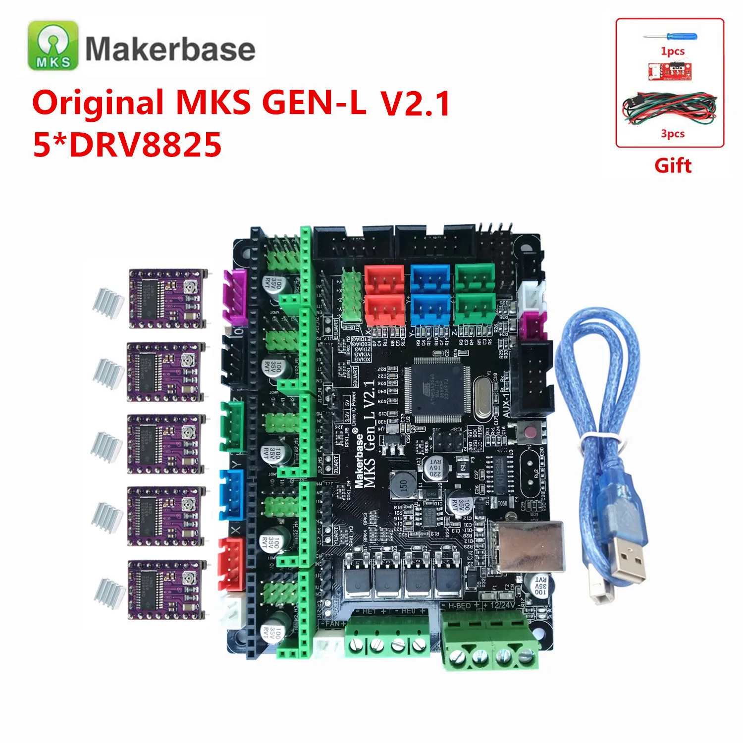 Makerbase оригинальная запасная плата для 3D принтера MKS GEN L V2.1 фотоподдержка a4988 DRV8825