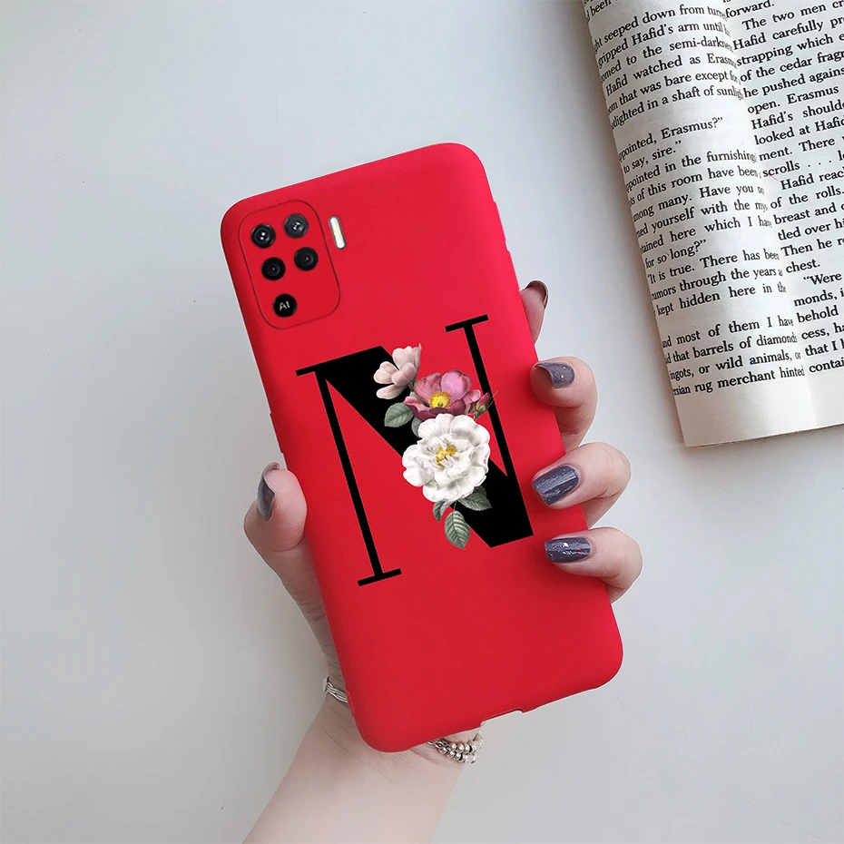 cases for oppo phones For Oppo Reno 5 Lite Case Letters Monogram ABC Flower Soft Silicone Back Cover For Oppo Reno5 Z Reno 5 F Z Lite 5F 5Z 5Lite Case oppo phone back cover