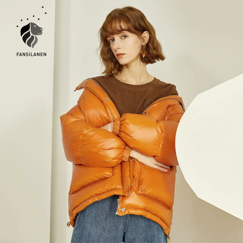 FANSILANEN Orange thermal puffer down jacket Women