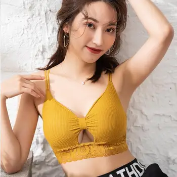 

Bra for Women Ribbed Tube Top Wireless Bra Sports Underwear Students Women's Push Up BraStretch