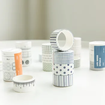 

3 Rolls/set Kawaii Washi Tape Set Basic Pattern Ring Grid Dot Masking Tape Set Stickers Scrapbooking Diary Jounrnal Decoration