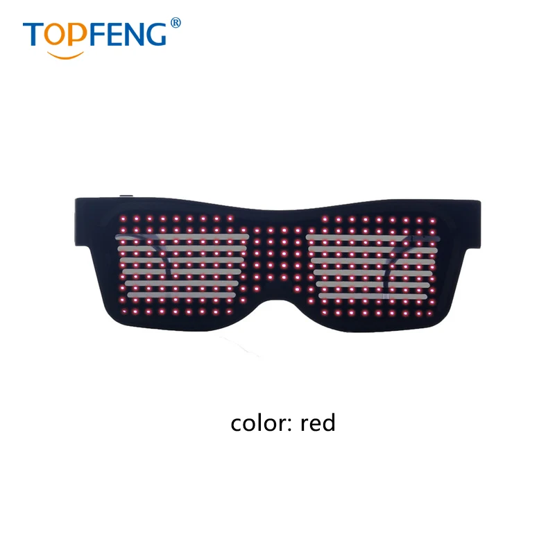 RED TopFeng настраиваемый Bluetooth светодиодный Очки для Raves, фестивалей, веселья, вечеринок, спорта, костюмов, EDM, мигает-сообщение на экране - Цвет: RED