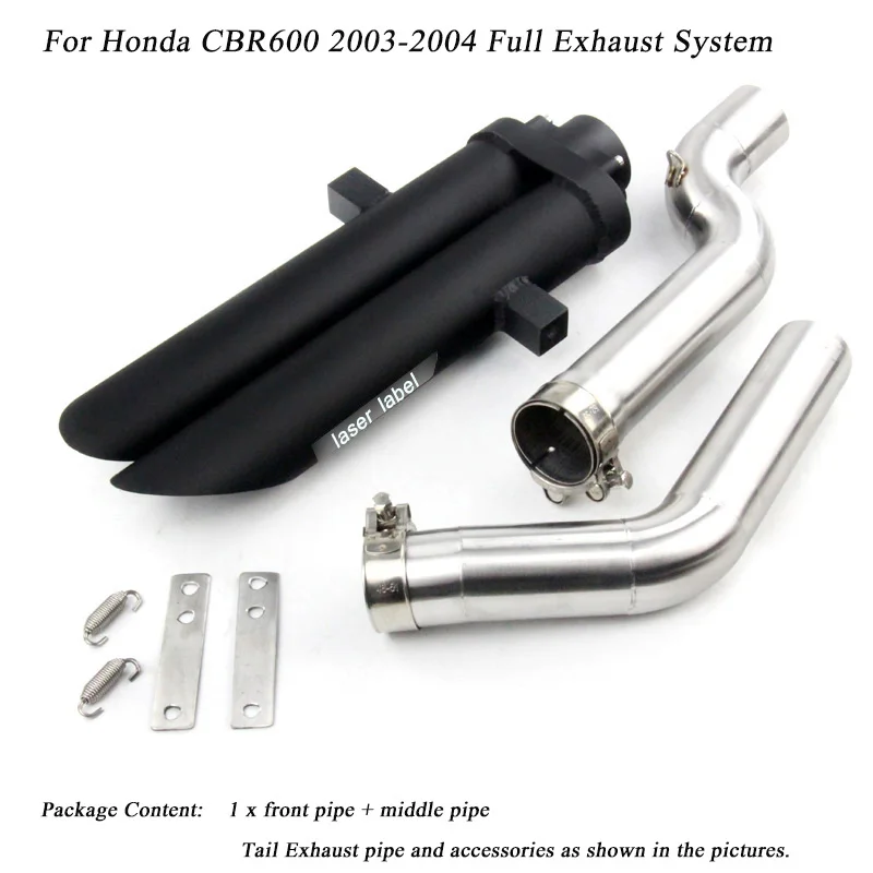A Для Honda cbr600/cbr600rr 2003 2004 мотоциклетные передние трубы со средним соединением трубы Silp On Tail Глушитель Трубы - Цвет: A