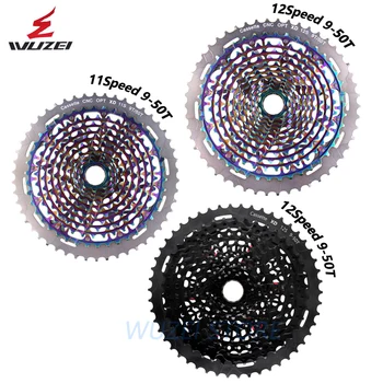 

WUZEI bicycle freewheel 11S 12S 9-50T Cassette 11/12 Speed ULT MTB Bike Flewheel rainbow Compatible XD k7 freewheel bike parts