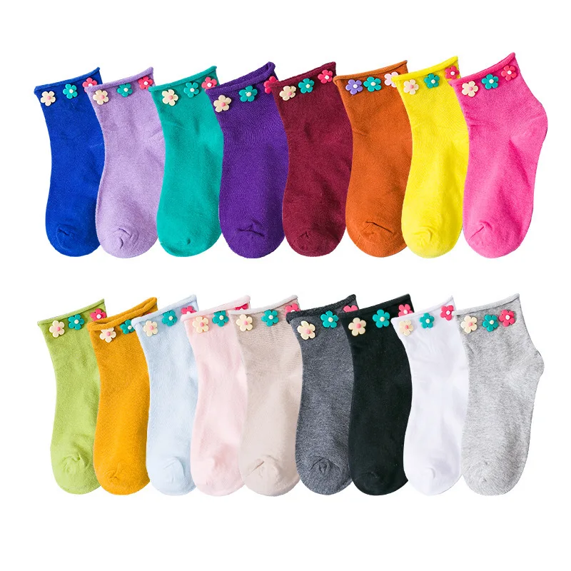 

2019 chun xia Xuan, six little flower ins student cartoon candy color edge held on socks
