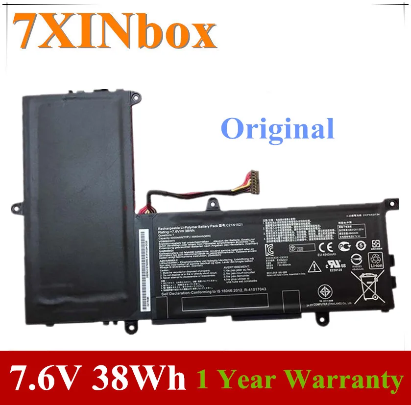 7XINbox 7,6 V 38Wh 4840 мА/ч, C21N1521 Аккумулятор для ноутбука Asus VivoBook E200HA E200HA-1A E200HA-1B E200HA-1E E200HA-1G