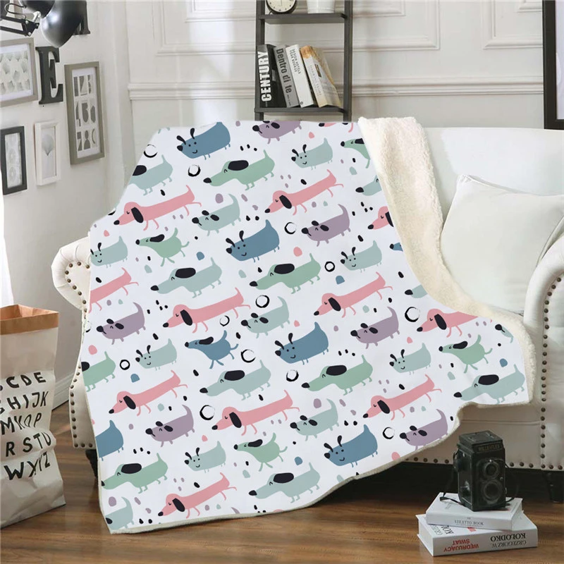 Model 2 Dachshund печать зима пледы одеяло мультфильм узор сон одеяло для мальчиков девочек 150/200 см прямоугольник теплая накладка одеяло - Цвет: Model 2