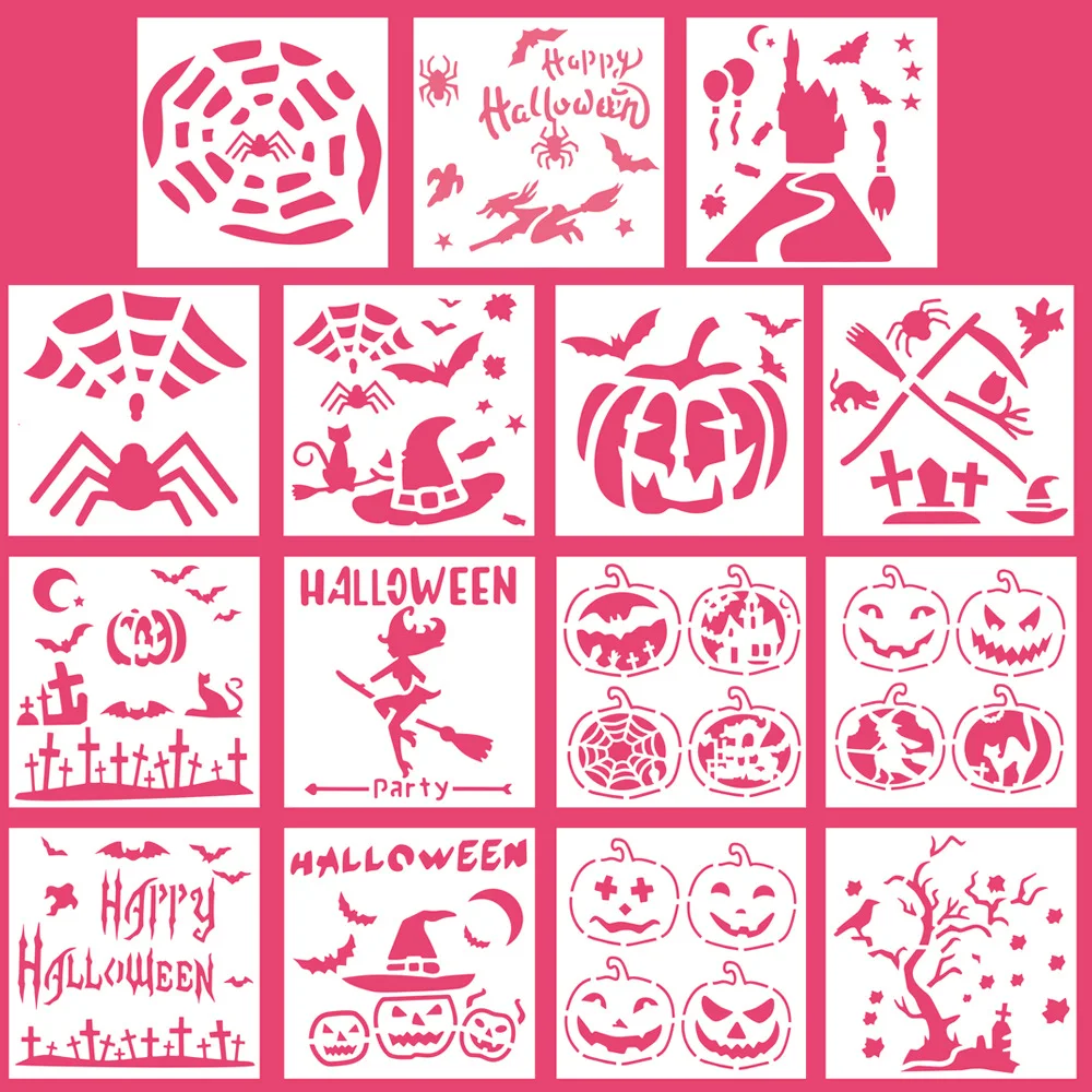 

13*13 Halloween Plastic Layering Stencils for DIY Scrapbooking/photo album Decorative Embossing DIY Paper Cards Crafts
