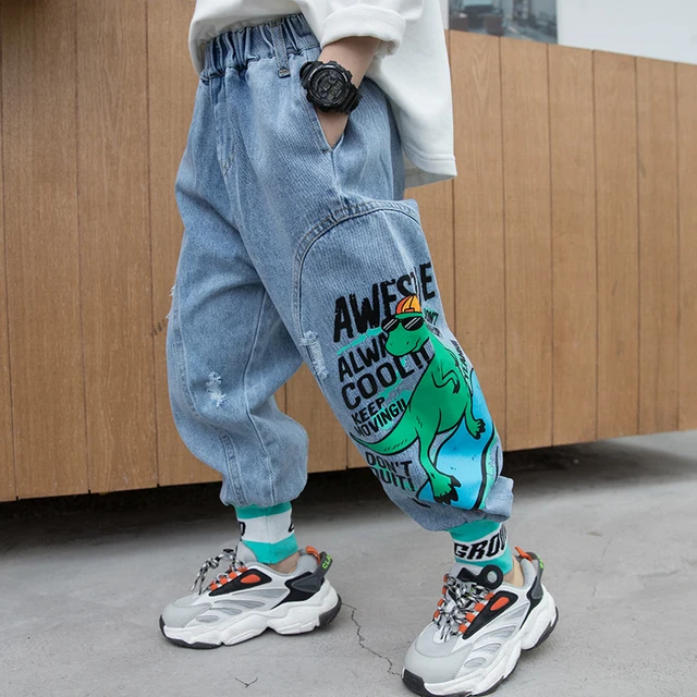 Jeans for boys Teenage Children Jeans Elastic Waist Denim Pants Kids Trousers for boy Kids Clothes 4-13T