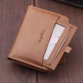 

Men's Short Wallet Retro Small Zipper Pocket Wallet Large Capacity Multifunction Thick Bag Male Card Holder Solid Purse @B28