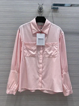 

Autumn 2020 new high-quality women's wear with elegance and elegance lantern sleeve loose version palace style fairy pink shirt