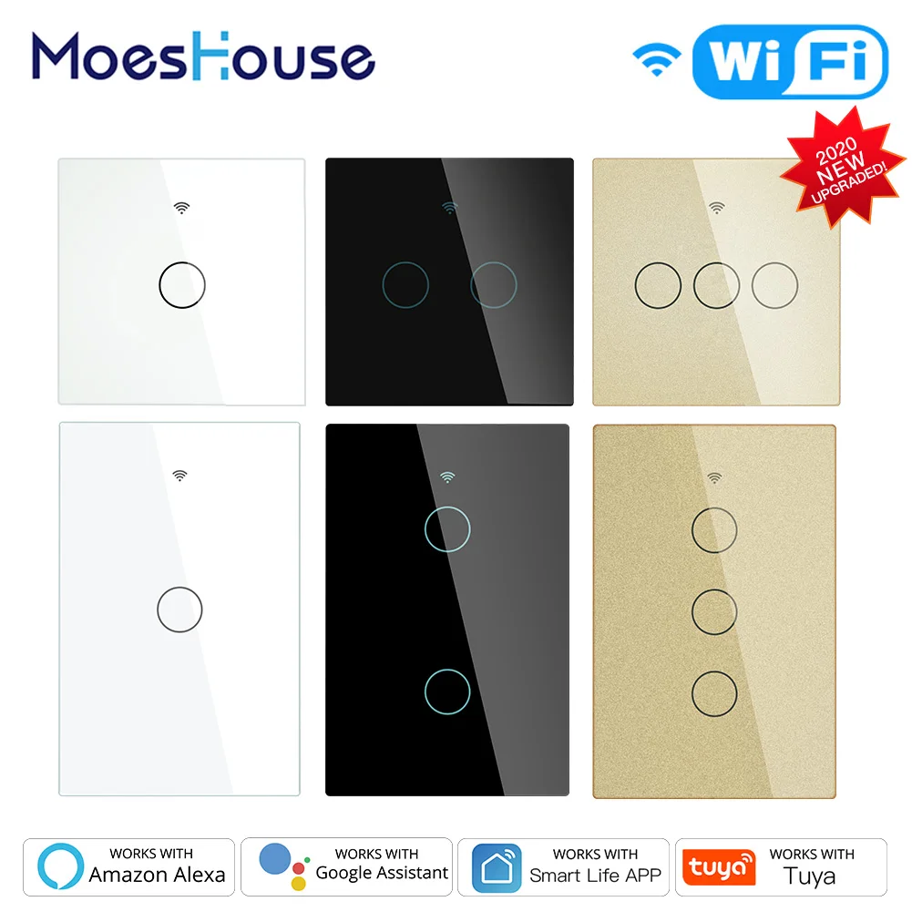 Новый WiFi смарт светильник с сенсорным переключателем RF433 Smart Life/Tuya App Control Alexa Google