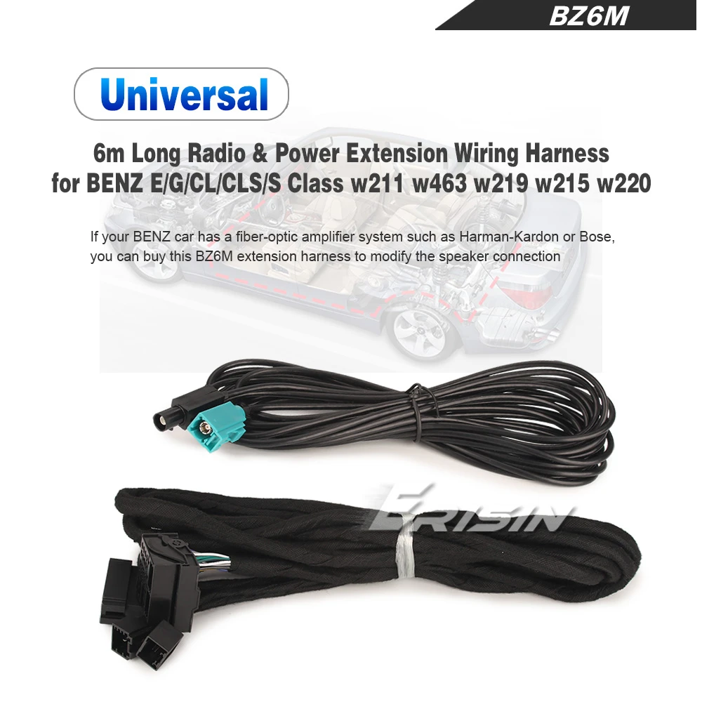 Bz6m For Mercedes Benz W211 W463 W219 W215 W220 Has Fiber Optic System 6m Extension Power Radio Wiring Harness Autoradio Connect Cables Adapters Sockets Aliexpress