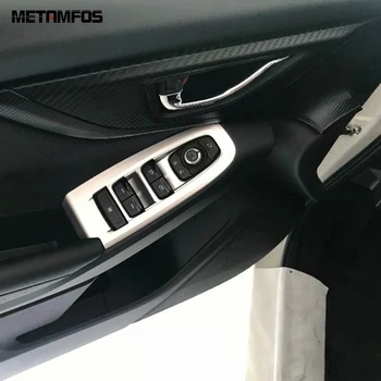 

For Subaru Crosstrek 2018 2019 Window Lift Switch Cover Trim Inside Armrest Frame Carbon Fiber Interior Accessories Car Styling