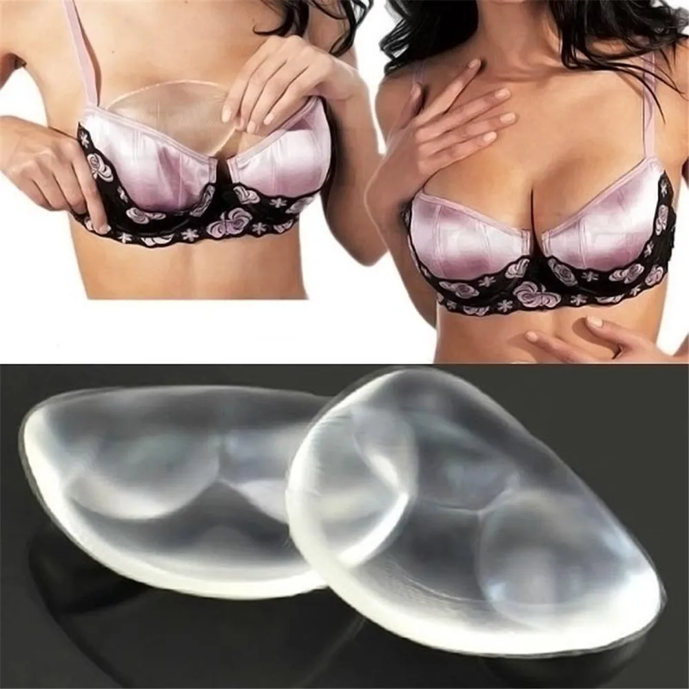 Bikini Triangle Pads Silicone Swimsuit Push Up Bra Insert Breast Bra Cleavage Enhancer 6049 silicone breast bra cancer surgery special breast bra underwear without rims fake breast lace tube top