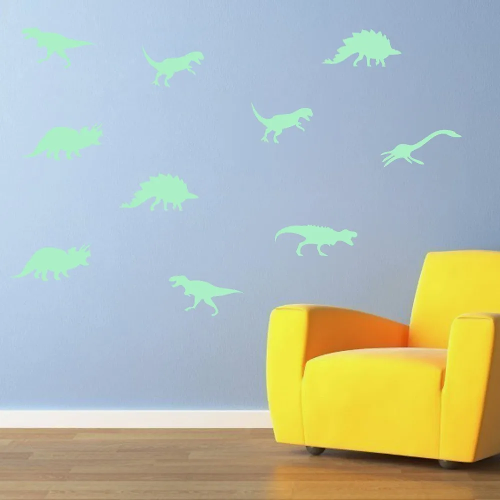 9Pcs Glow In The Dark Dinosaurs Toys Stickers Ceiling Baby Kid Room