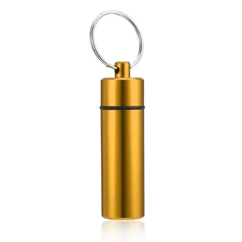 

Mini Portable Waterproof Pill Shape Aluminum Alloy Pill Box Case Bottle Cache Drug Holder Container With Keychain