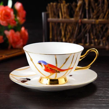 

Bone China Coffee Mug Tea Cup Ceramic Cup Saucer Set English Afternoon Tea Porcelain Drinkware Tableware