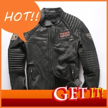 Мужская осенне-зимняя куртка из натуральной кожи большого размера, толстая мягкая воловья кожа, вышитая локомотив, теплое пальто, винтажное повседневное пальто