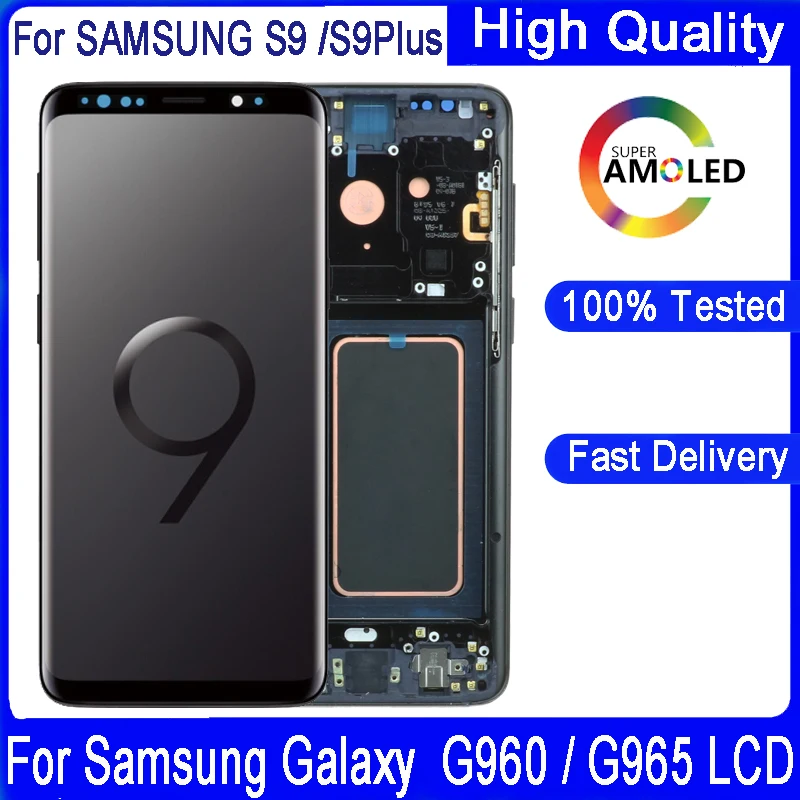 100% Оригинальный Super Amoled ЖК дисплей для Samsung Galaxy S9 + сенсорный экран дигитайзер с