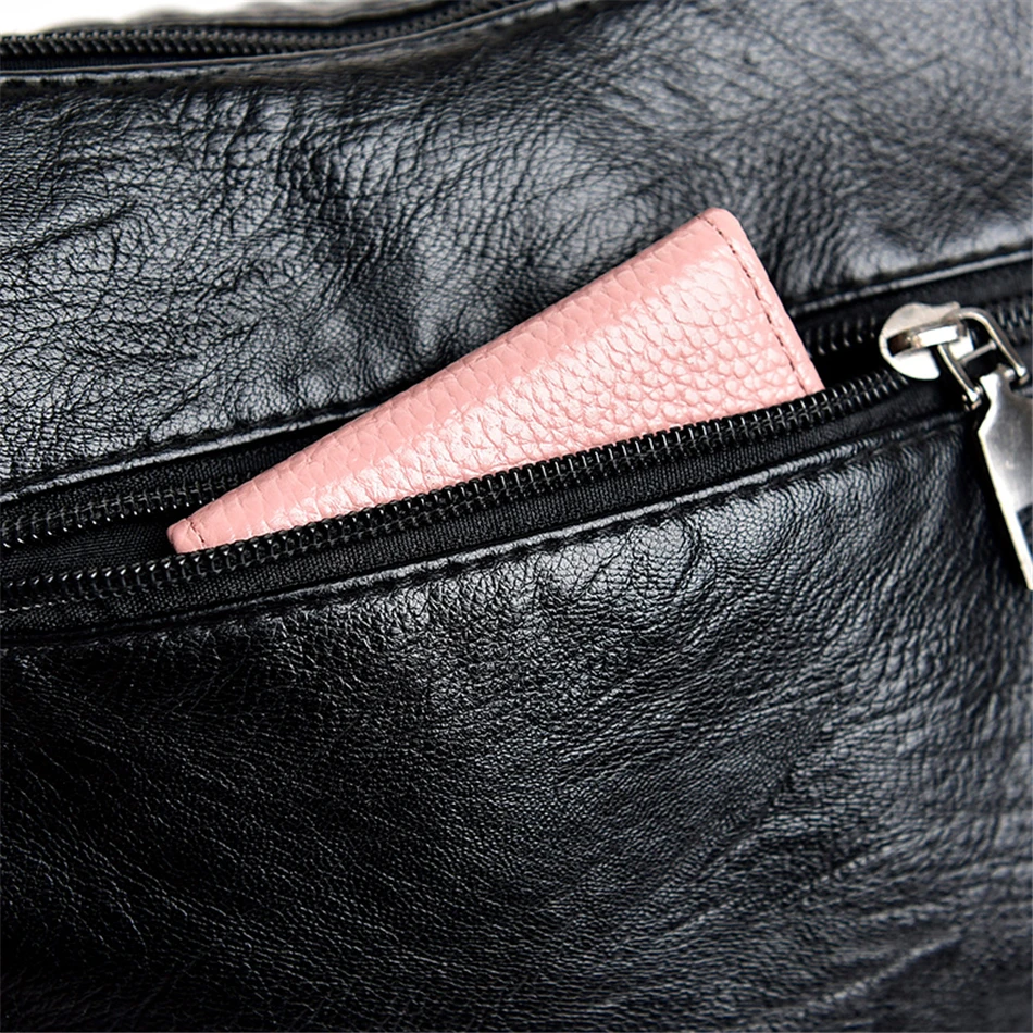 Повседневная женская сумка через плечо Черная мягкая мытая кожаная сумка через плечо Лоскутная сумка-мессенджер небольшие сумочки с клапаном для девочек