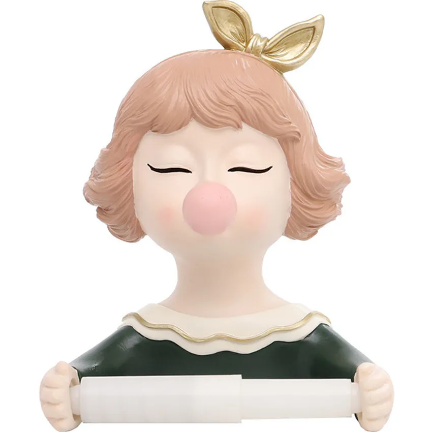 

Cute Girl Tissue Holder Resin Hanging Roll Paper Holder Bathroom Toilet Towel Holder Storage Shelf Tissue Case Bathroom Accessoy