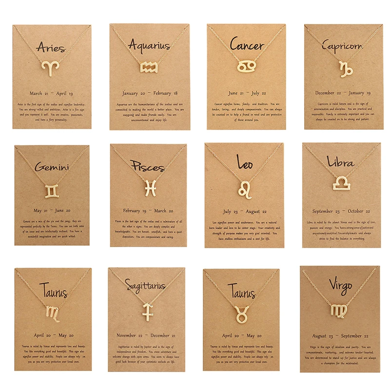 

Female Elegant Star Zodiac Sign 12 Constellation Necklaces Pendants Charm Gold Chain Choker Necklaces for Women Jewelry Dropship
