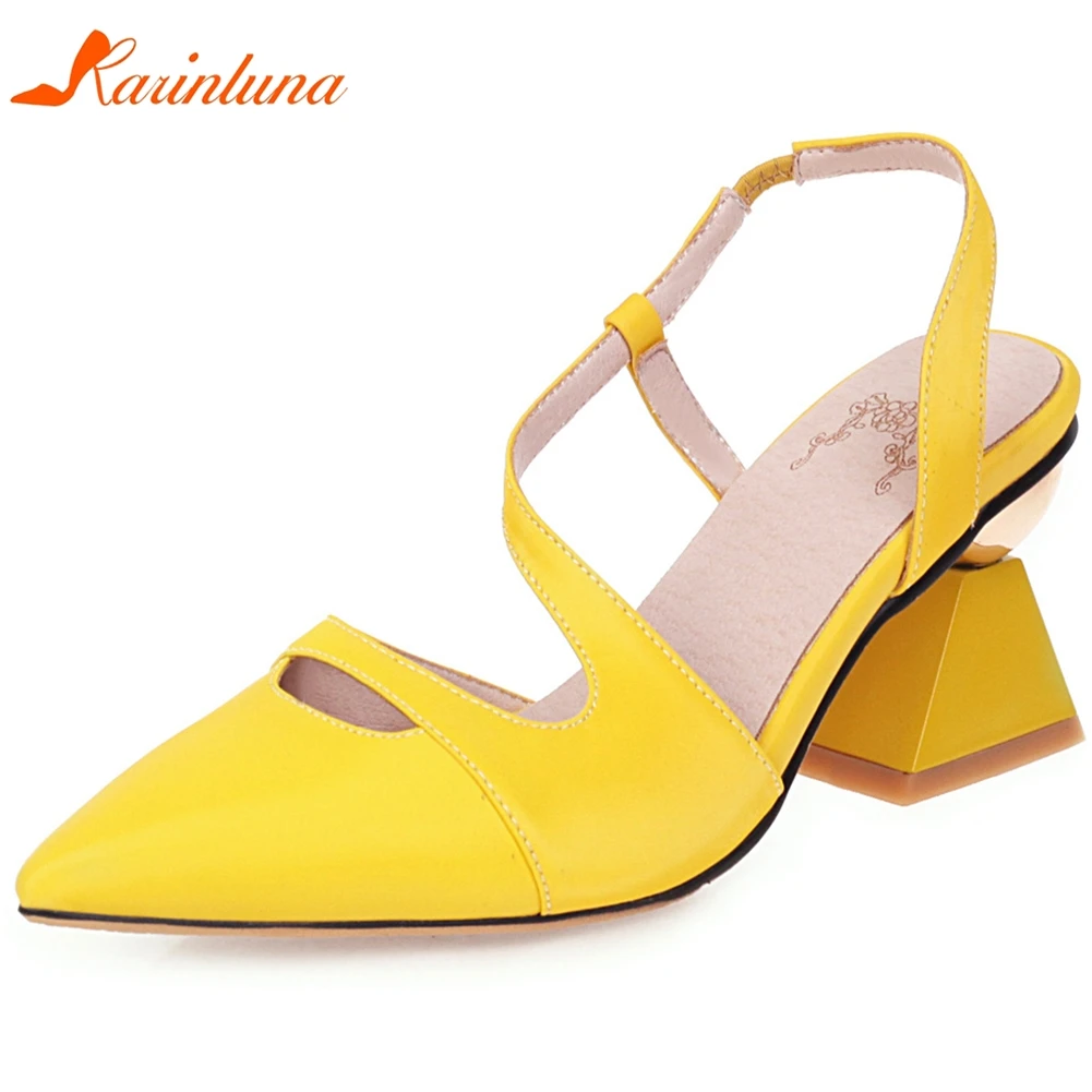 

Karinluna New Arrivals 2020 Strange Style Concise Sandals Women Shoes Slip-On Pointed Toe Summer Shoes Woman Sandals Female