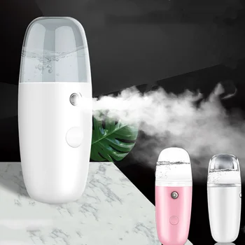 

30ml USB Rechargable Humidifier Air Diffuser Handheld Water Ultrasonic Nano Essential Car Oil Steamed Face With Light For Home