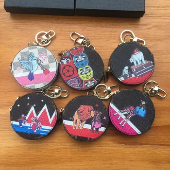 

Animal Keychain Coin Purse Kawaii Circle For Women Charm Bag Holder Ornaments Car Keyring Chaveiro High-Grade Chains