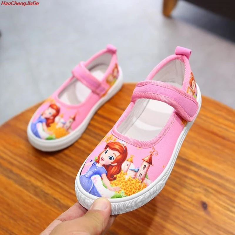

New Spring Canvas Shoes for Children Girls Princess Sneakers Kids Elastic Band Denim Shoes Lazy Low Flat Casual Sneakers