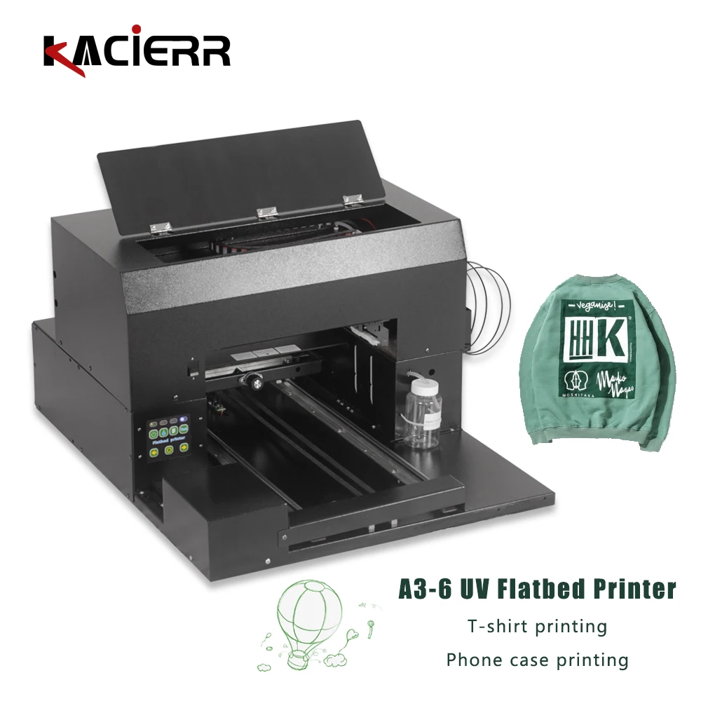 

A3 UV digital high-definition printer adopts Epson L1800 print head UV LED cooling system for T-shirt and 3D relief printing