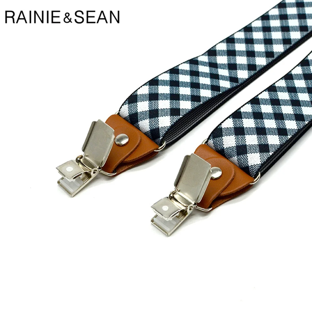Renie SEAN, мужские подтяжки, подтяжки, подтяжки в клетку, формальные подтяжки, Эластичные подтяжки, ремни для мужчин, s брючный ремень, 3,5*120 см, мужские аксессуары