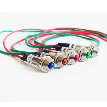 

8mm metal Indicator lights waterproof Signal lamp with wire 12V 24V 220v power signal lamp LED indication mini indicator light