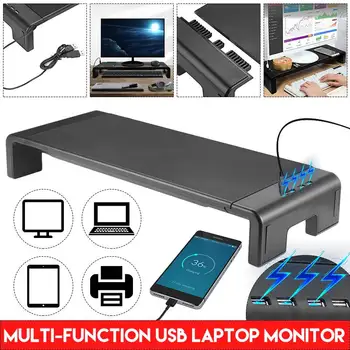 Smart 4 USB 2 0 Ports Monitor PC Riser Multi function Desktop Computer Screen Shelf Stand