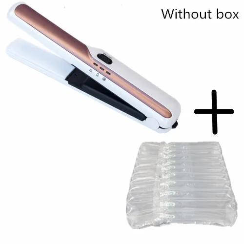 without box Беспроводной выпрямитель для волос с usb-зарядкой, портативный выпрямитель для волос и бигуди, профессиональный беспроводной выпрямитель для волос, плоские пластины - Цвет: without box