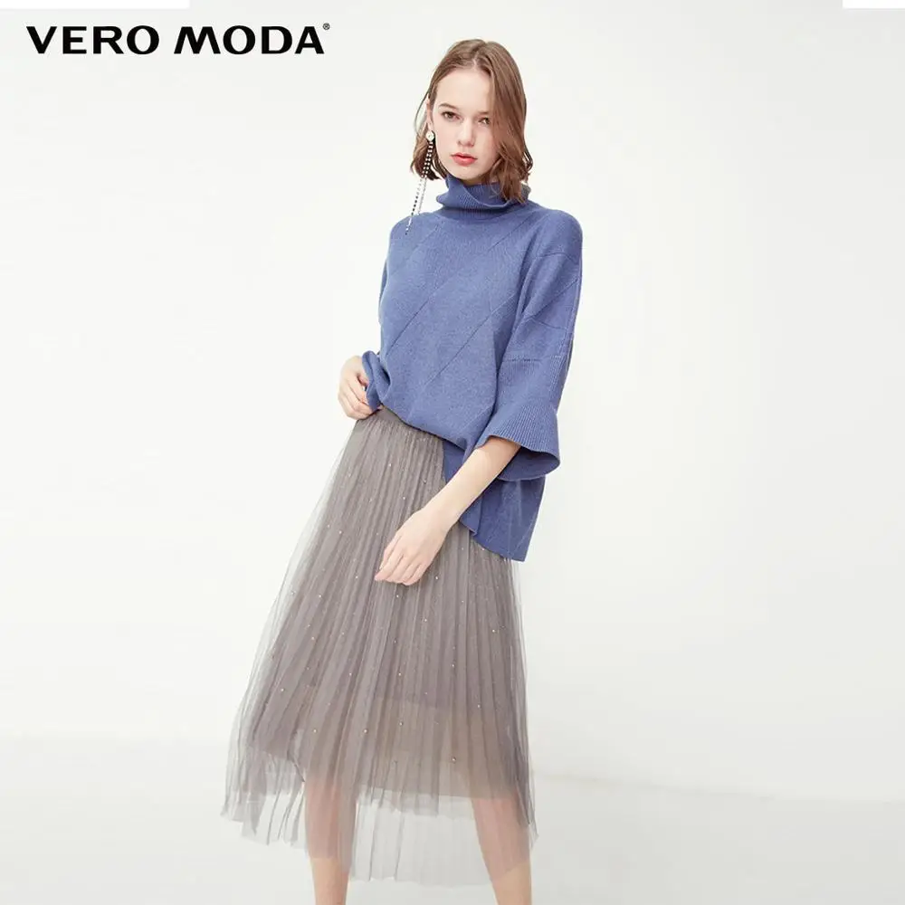 Vero Moda женский минималистичный Свободный вязаный свитер с высоким воротником | 319125502