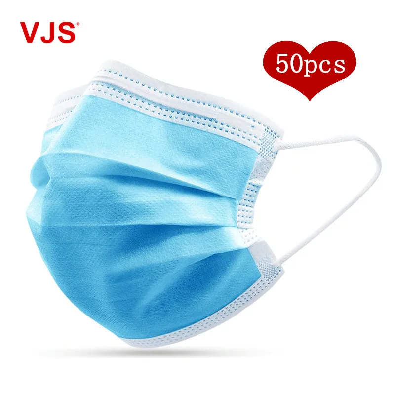 

50 pcs Breathable Mouth Mask Anti-Virus Bacteria Proof Face Mouth Mask Disposable Ear loop Soft 3 Layers Healthy Air Filter Mask