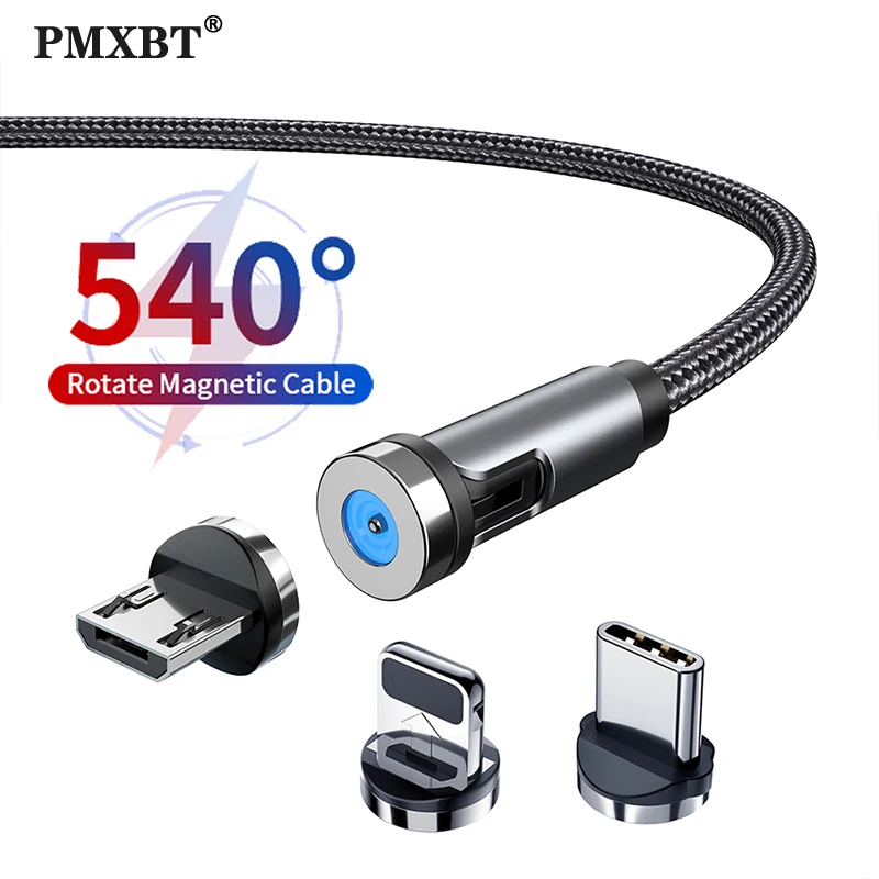 540 Поворот Магнитный кабель быстрой зарядки Тип C Micro USB магнит зарядное