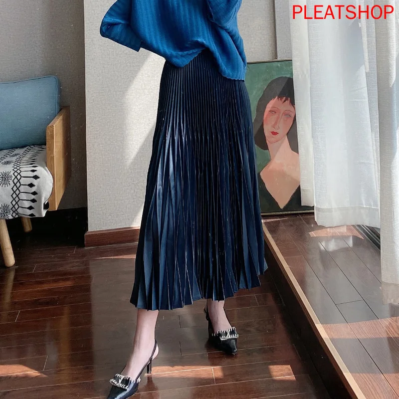 

Miyake Fold Skirt 2023 Summer New High-End Niche Focus A- Line High Waist Thin Pleated Skirt Long Upe Faldas Falda Saia