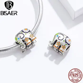 

BISAER Beads Genuinue 925 Sterling Silver Cute Panda Enamel Beads fit Charms Bracelets Bangles DIY Jewelry Making HVC095