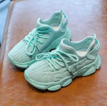 

2020 Autumn Children Sport Shoes Boys Girls Casual Running Shoes Fashion Breathable Knitting Jelly Soft Bottom Kids Sneakers
