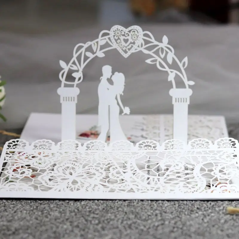  10Pcs/pack 3D European Style Wedding Invitation Card with Envelope Kits Party Supply - 4000498427721