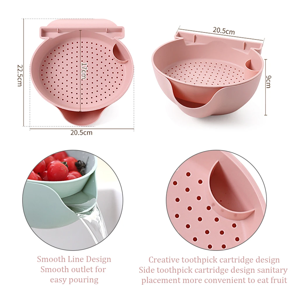 3 цвета ленивая миска для закусок пластиковый двухслойный снек кухонный ящик для хранения Чаша фруктовый фильтр чаша с кронштейном для мобильного телефона