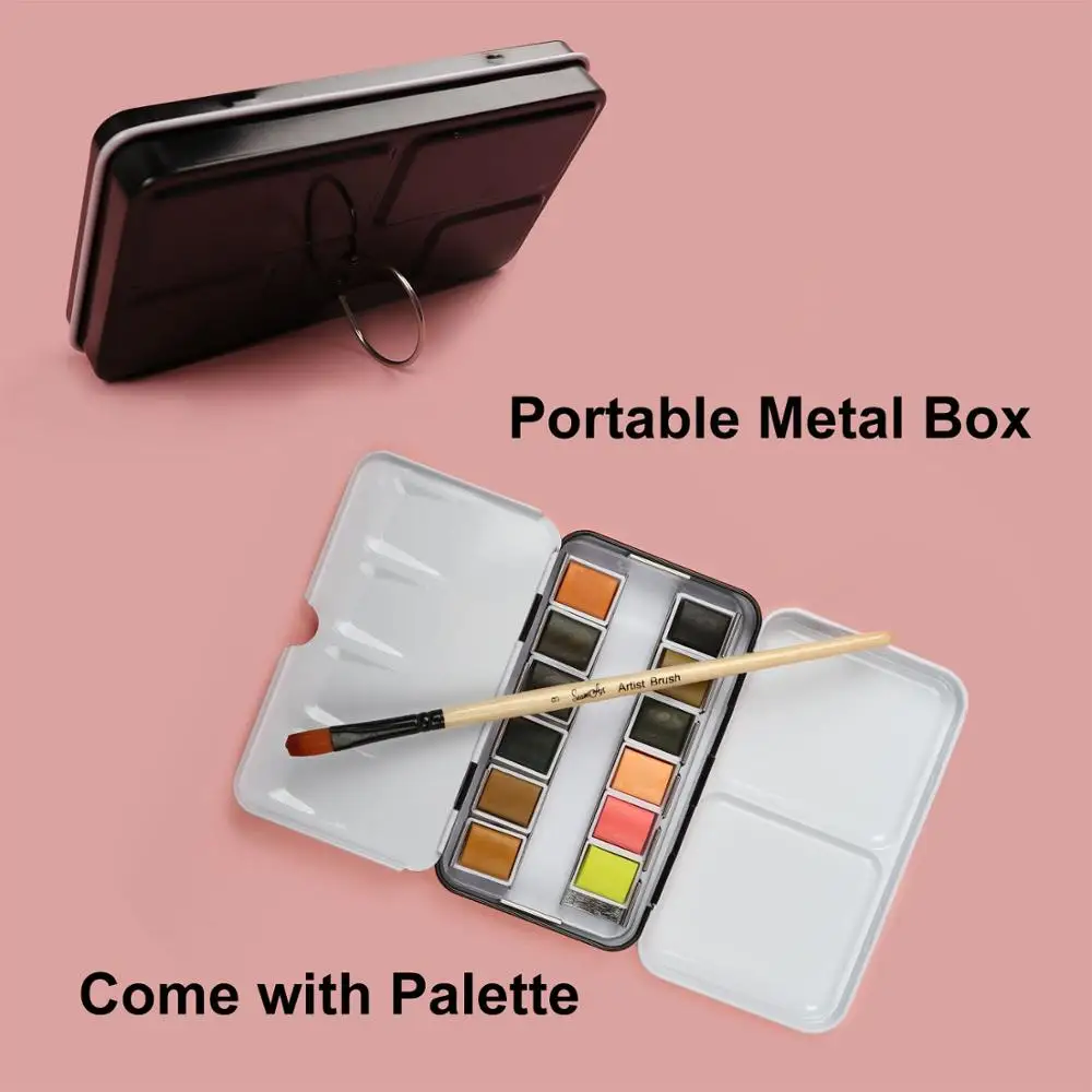 12Color Tin Box Solid Watercolor Skin Water Color Paint for Cartoon & Portraits Painting Drawing Art Supplies watercolor painting set,watercolor paint,watercolor pigment