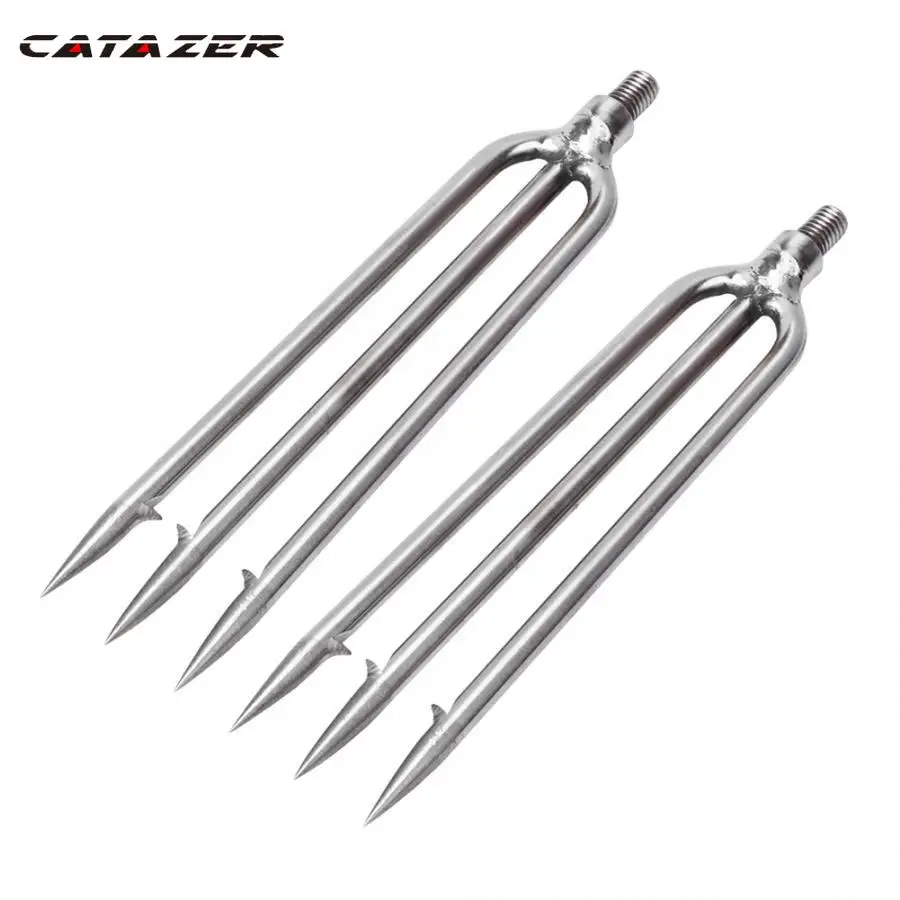 

2Pcs 3 Prongs Fishing Harpoon Stainless Steel Fishing Spear Head With Hook Barbed Harpoon Sharp Fish Fork Spearhead Fishing Tool